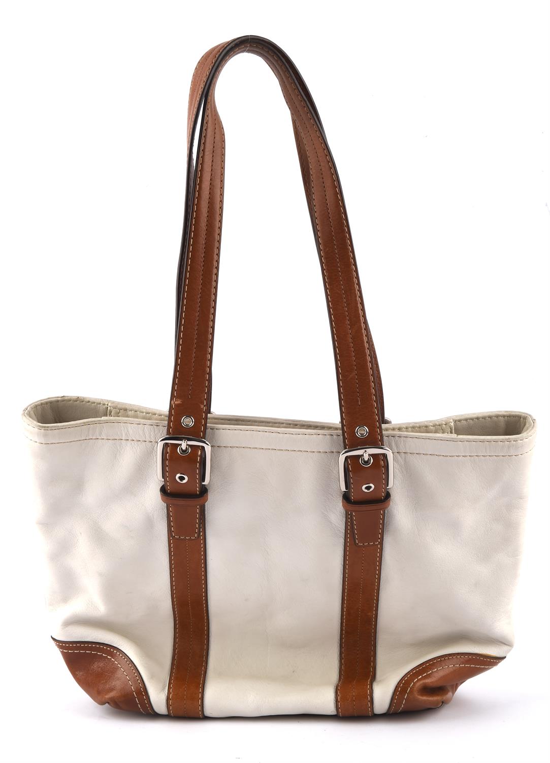 COACH 1990s white and brown leather handbag (33cm x 27cm x 8cm) - Image 2 of 2