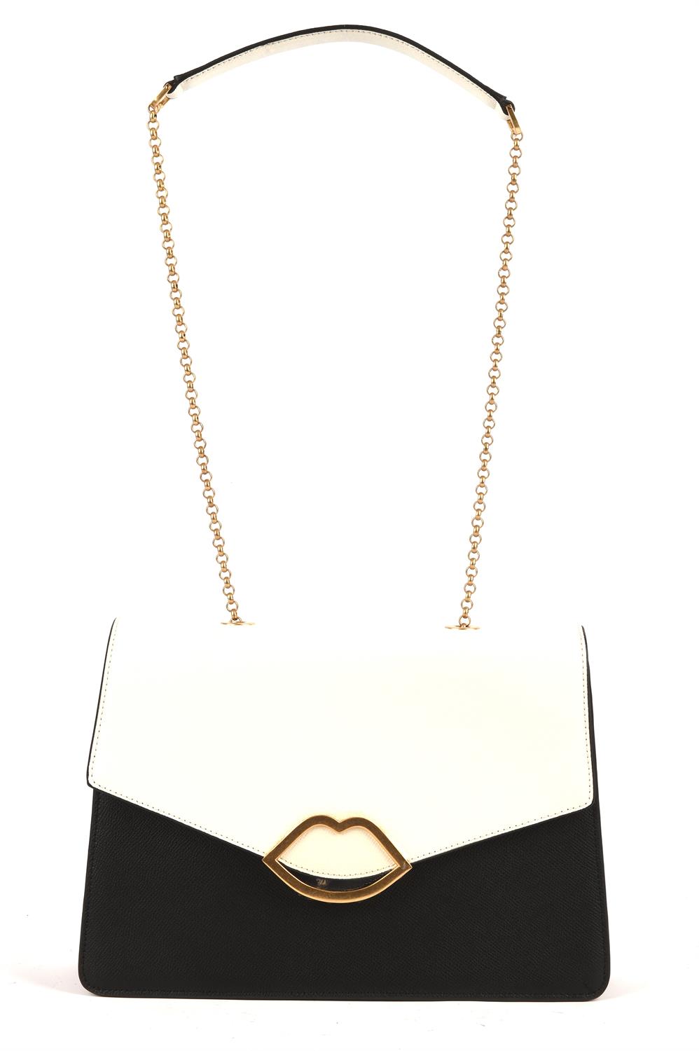 LULU GUINNESS red white and black grained leather handbag with gold chain, (Zara) dust bag and - Image 2 of 10