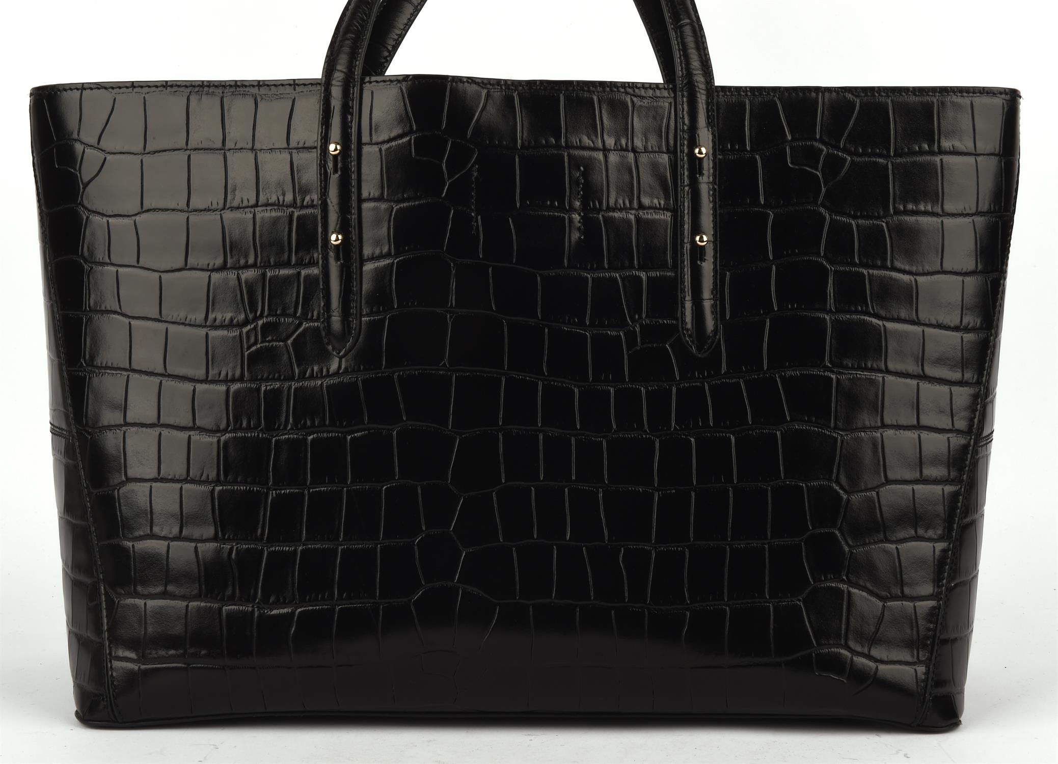 ASPINAL of LONDON unused REGENT deep shine black croc embossed tote handbag with integral zipped - Image 6 of 8