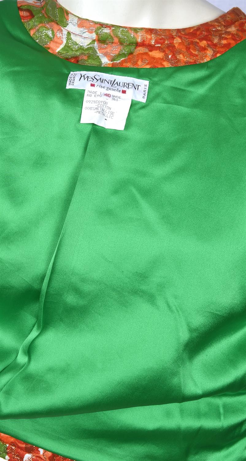 YVES SAINT LAURENT Rive Gauche vintage 1980s/90s orange and green jacket with green silk lining - Image 6 of 7