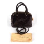 LOUIS VUITTON burgundy Vernis varnished leather Armarante Alma BB bag with gold hardware with