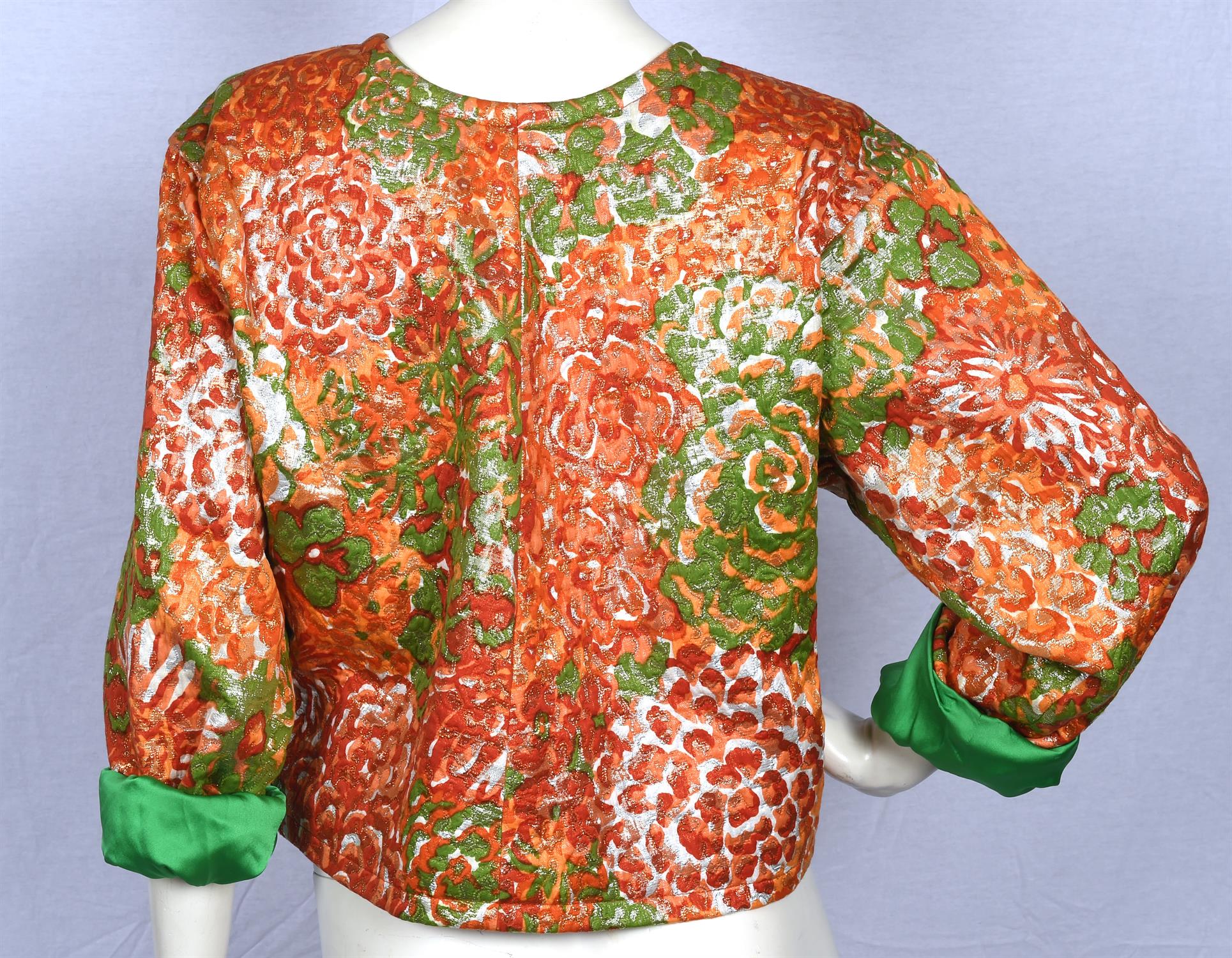 YVES SAINT LAURENT Rive Gauche vintage 1980s/90s orange and green jacket with green silk lining - Image 5 of 7