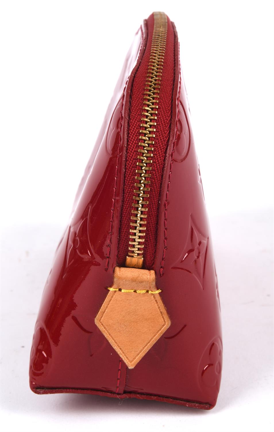 LOUIS VUITTON lipstick red varnished Vernis calf leather make-up bag with dust cloth (17cm x 13cm x - Image 4 of 6
