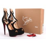 CHRISTIAN LOUBOUTIN boxed MARLENATA 150 Veau Velours heels in black suede Size UK 7.5 EU40.