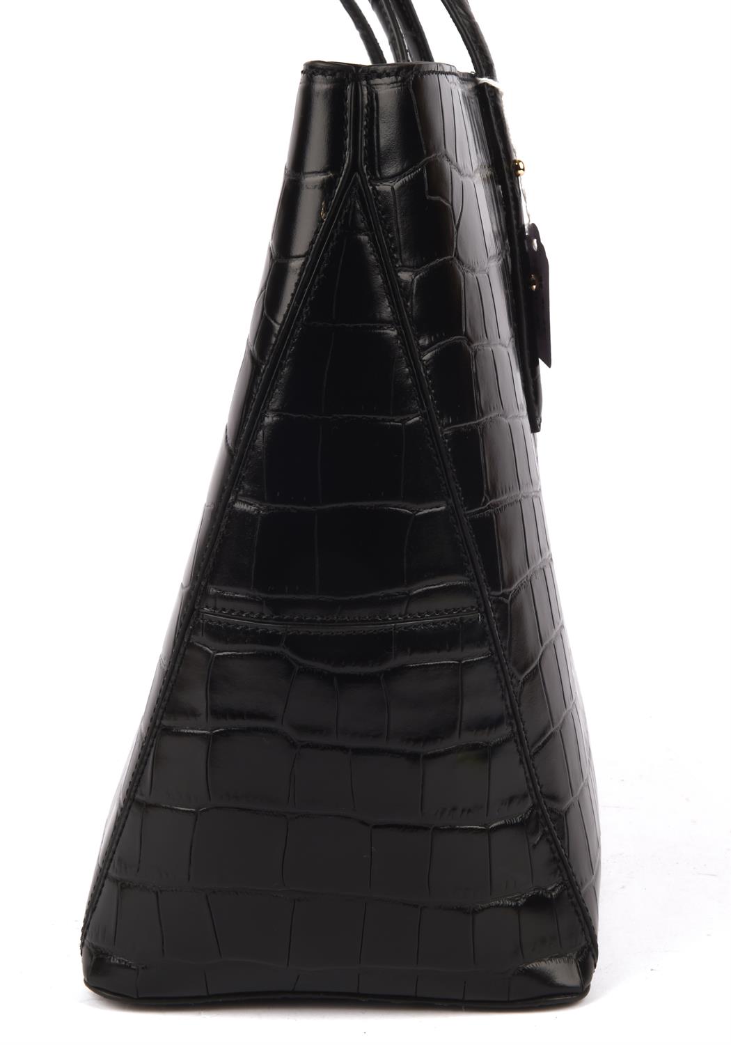 ASPINAL of LONDON unused REGENT deep shine black croc embossed tote handbag with integral zipped - Image 5 of 8