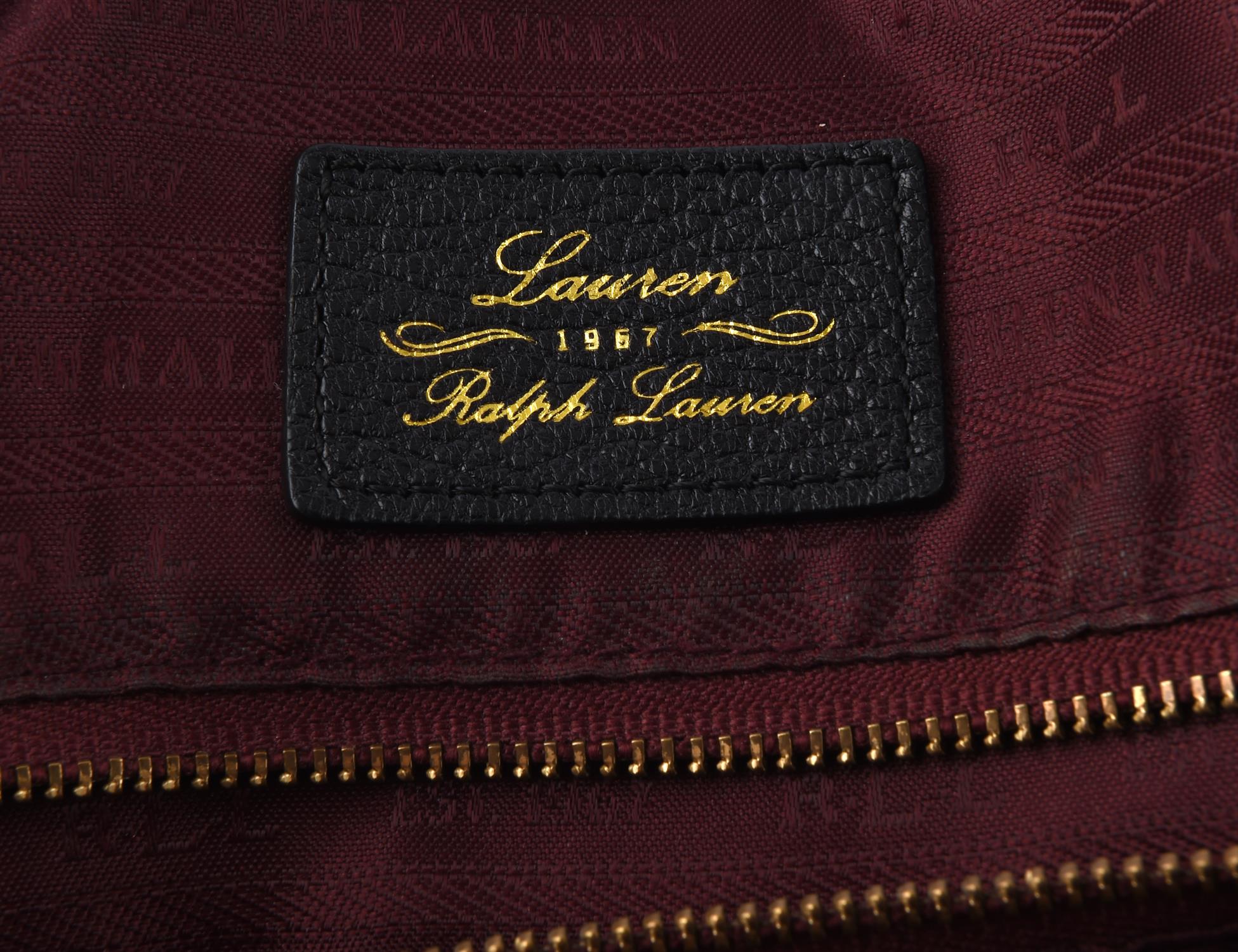 RALPH LAUREN black leather handbag (45cm x 27cm x 13cm) gold coloured hardware - Image 3 of 3