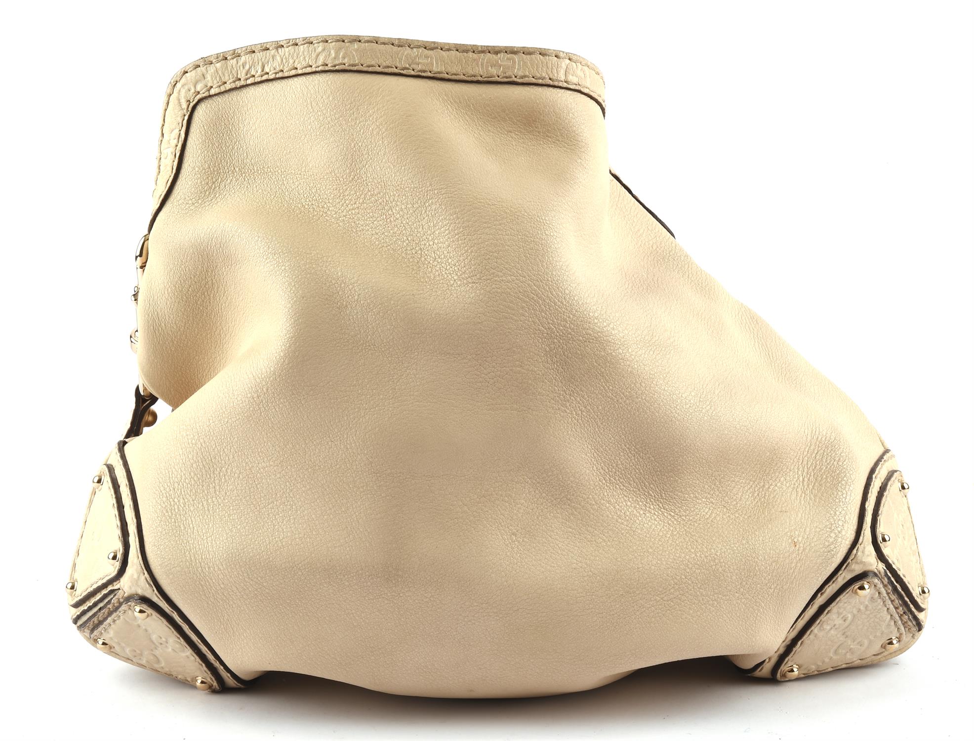 ADDENDUM LOT * GUCCI Jackie stone leather handbag with gold coloured hardware.(38cm x33cm x 3cm) - Image 2 of 3