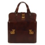 ASPREY quality brown leather Gladstone style vintage travel case with brass hardware and keys (36cm