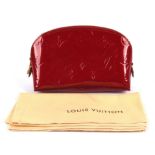 LOUIS VUITTON lipstick red varnished Vernis calf leather make-up bag with dust cloth (17cm x 13cm x