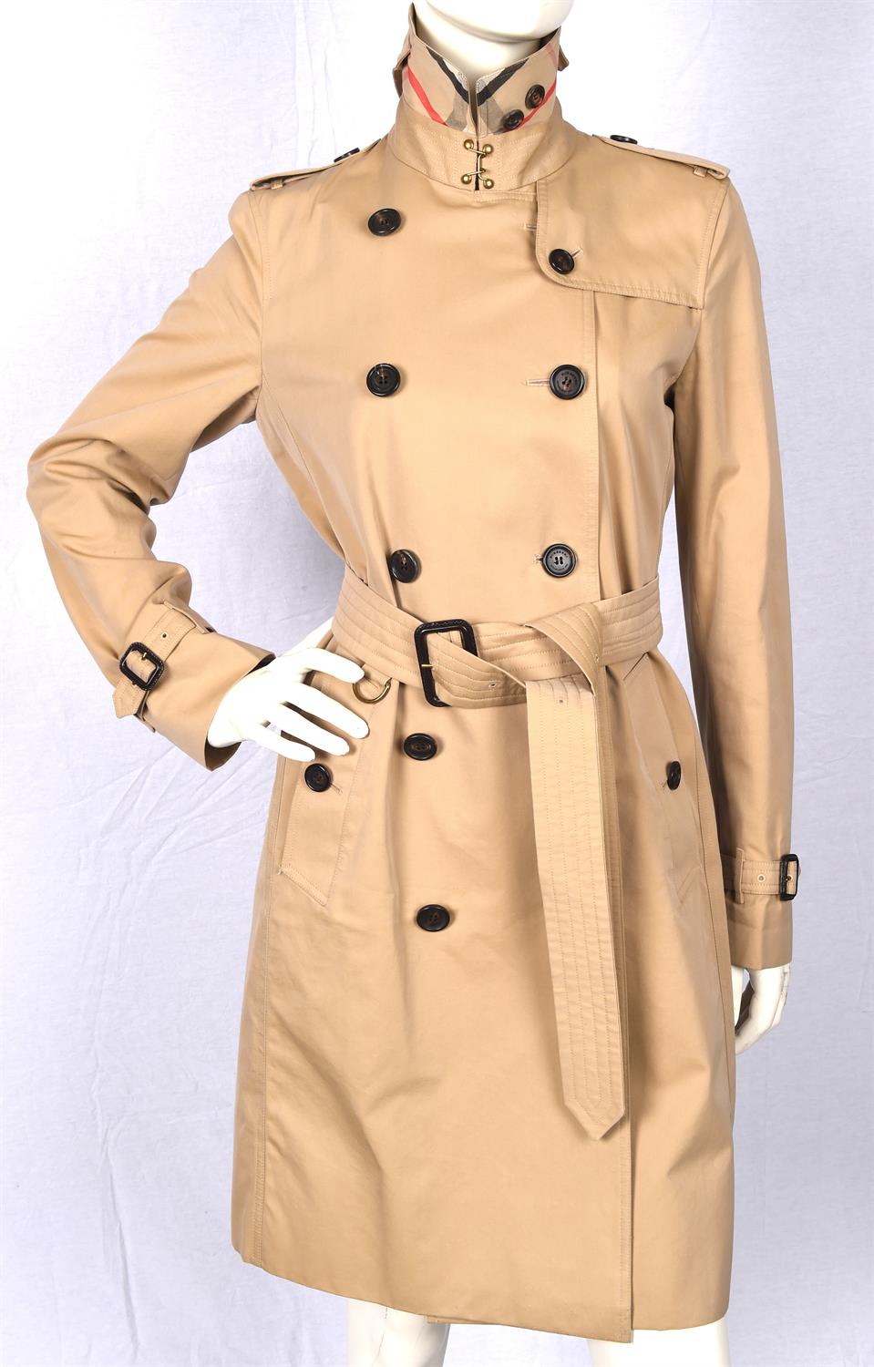 BURBERRY ladies KENSINGTON mac on original BURBERRY hanger with original BURBERRY coat-cover and