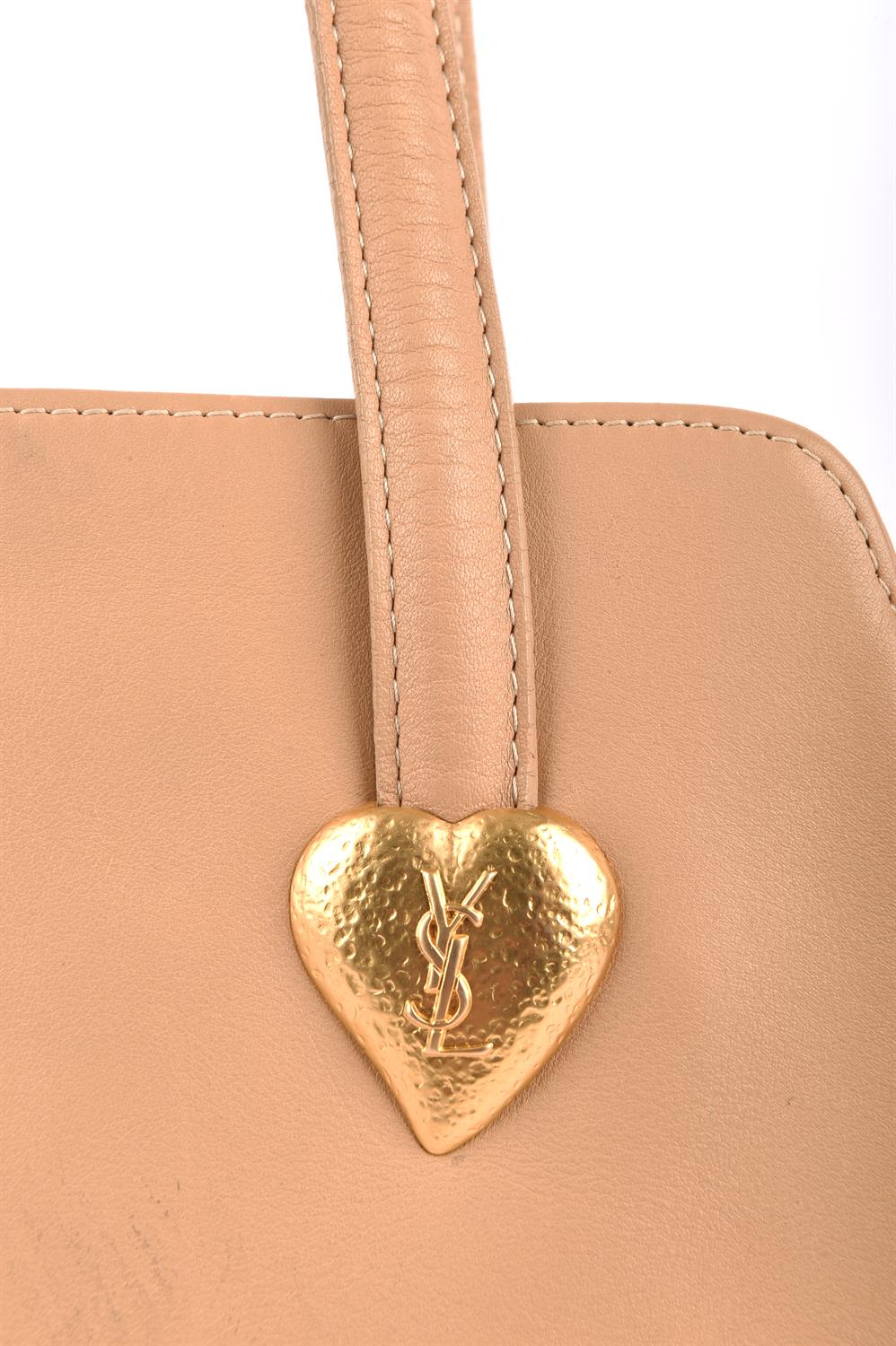 YVES SAINT LAURENT ladies vintage 1990s soft caramel leather shoulder tote handbag with gold - Image 2 of 6