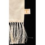 AKCO A gentleman's cream silk fringed evening scarf (Made in England.)