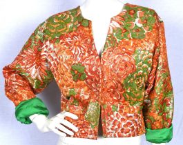 YVES SAINT LAURENT Rive Gauche vintage 1980s/90s orange and green jacket with green silk lining