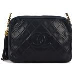 CHANEL navy blue lambskin leather matelasse chain shoulder bag with gold hardware with copy of