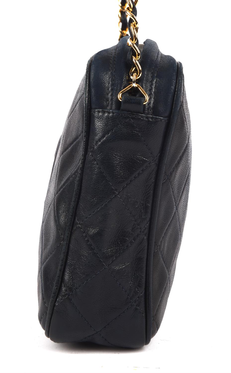 CHANEL navy blue lambskin leather matelasse chain shoulder bag with gold hardware with copy of - Image 4 of 8