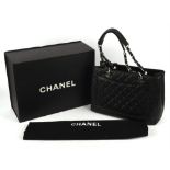 CHANEL A boxed black caviar leather tote Grand Shopping Bag with silver coloured hardware with dust