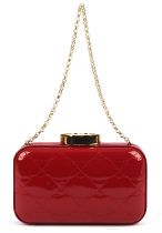 LULU GUINNESS boxed lipstick red leather lips handbag with gold chain and hardware with dust bag