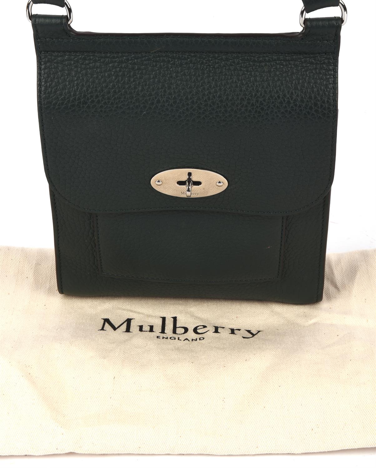 MULBERRY A rare dark green small Antony cross body handbag with original dust bag an green canvas - Image 2 of 8