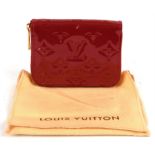 LOUIS VUITTON lipstick red Vernis varnished leather zipped purse in dust cover