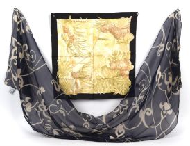 SALVATORRE FERRAGAMO silk bandana scarf depicting leopards (46cmx 46m) * SALVATORRE FERRAGAMO long