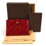 LOUIS VUITTON boxed lipstick red Vernis varnished leather note book with ballpoint pen (untested)