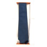 HERMES boxed blue silk tie