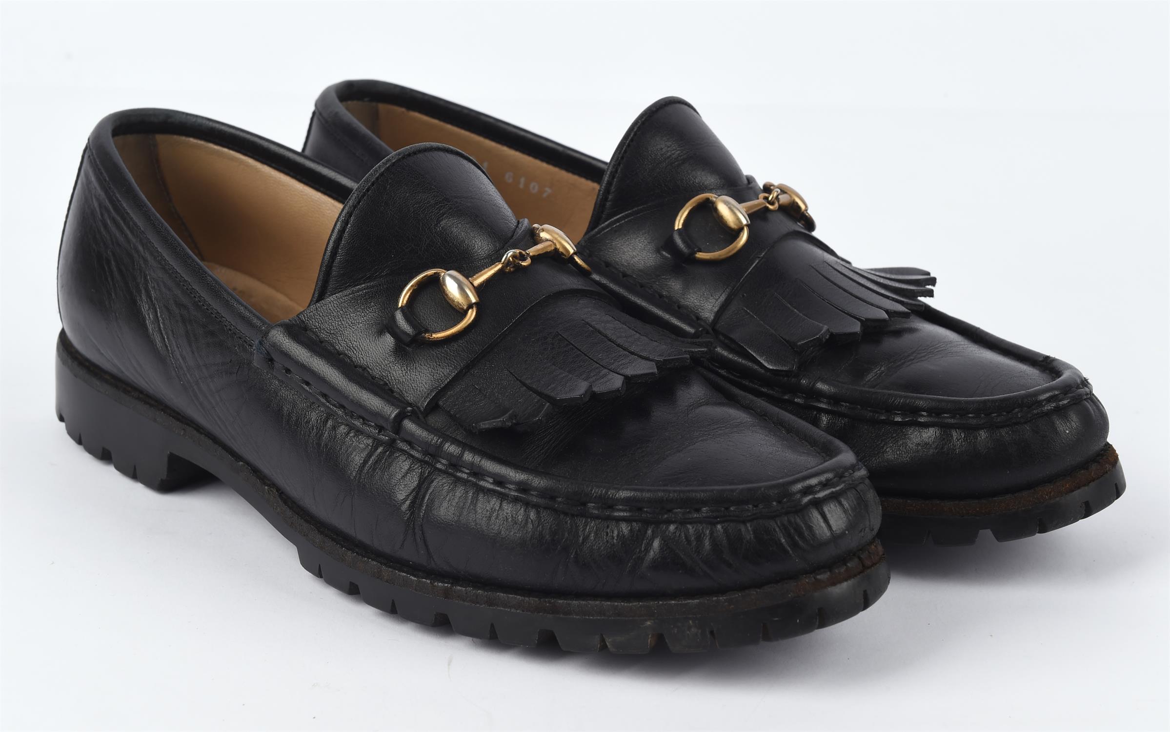 GUCCI ladies moccasin gold-tone fringed horse-bit snaffle loafers in black calf leather UK5 EU38 - Image 2 of 3