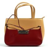 SALVATORRE FERRAGAMO 1990s red leather handbag ( 27cm x 12cm x 5cm) * SALVATORRE FERRAGAMO 1990s