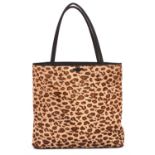 CHRISTIAN DIOR a 1990s vintage leopard print pony-skin tote handbag with leather base (33cm x 27cm