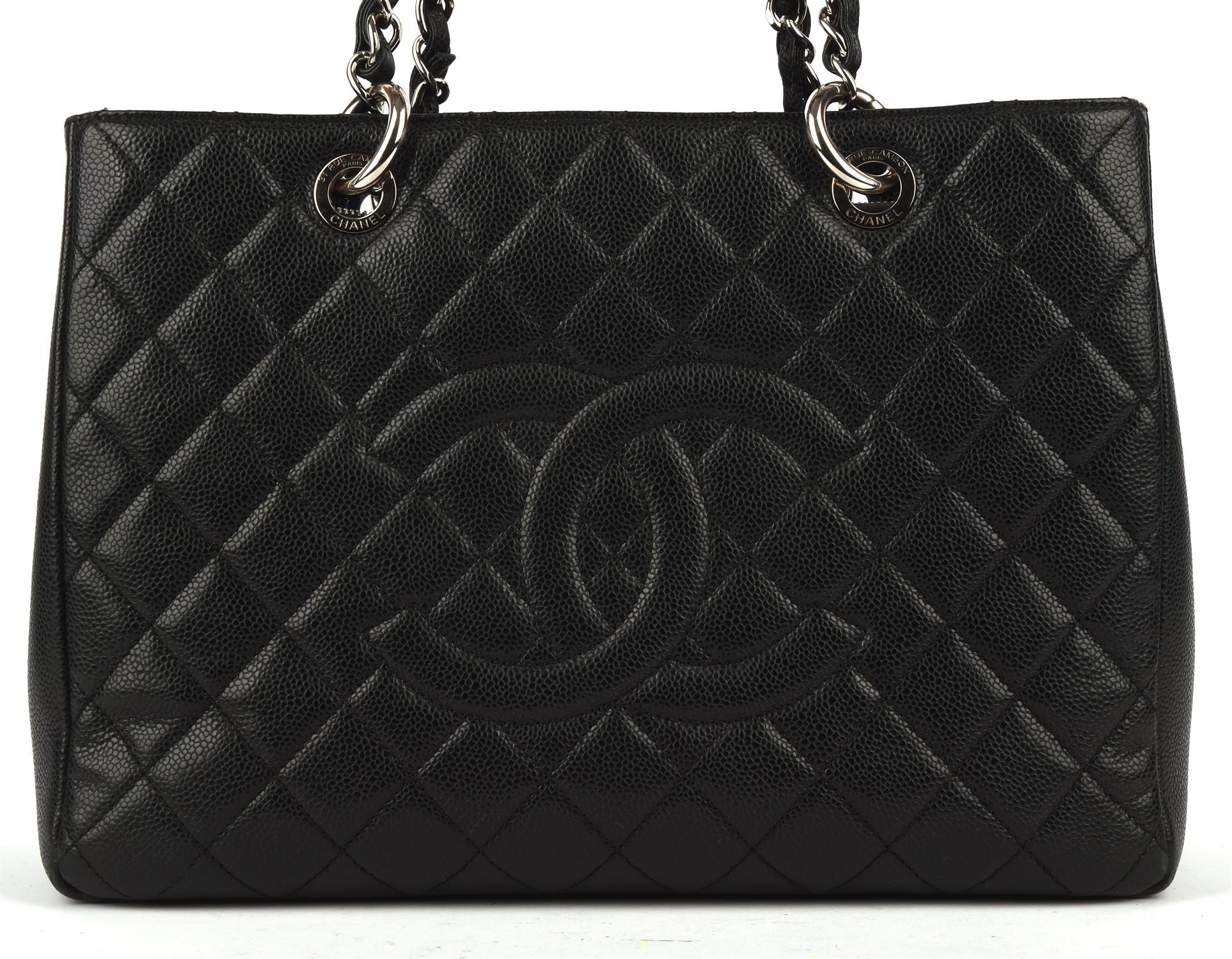 CHANEL A boxed black caviar leather tote Grand Shopping Bag with silver coloured hardware with dust - Image 3 of 10