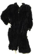 ANN GREEN a 1980s-90s ladies black marabou feather evening coat. Fits UK Medium