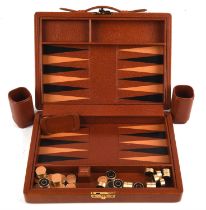 ASPREY quality leather travel backgammon case with all contents (RRP £3000) (Initials O-L in gold