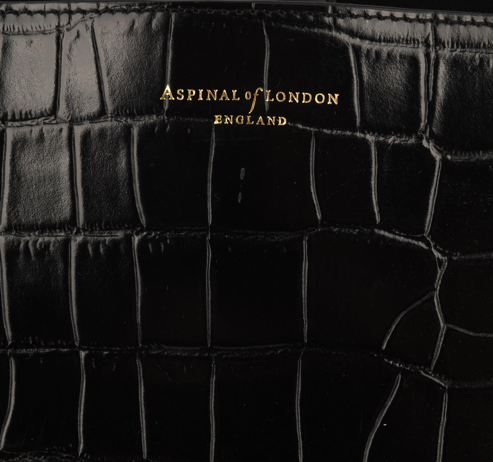 ASPINAL of LONDON unused REGENT deep shine black croc embossed tote handbag with integral zipped - Image 3 of 8