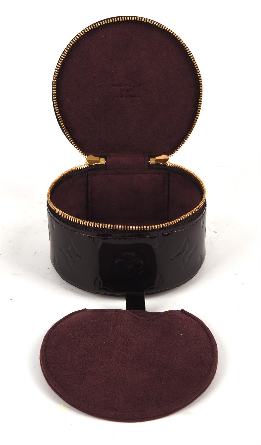 LOUIS VUITTON Burgundy monogram Vernis varnished zipped calf leather jewel box (10cm x 10cm x 5cm) - Image 2 of 2