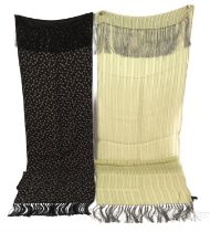 CERRUTI 1881 vintage 1990s black starred silk evening scarf with tassels (150cm x 33cm) * GEORGIO