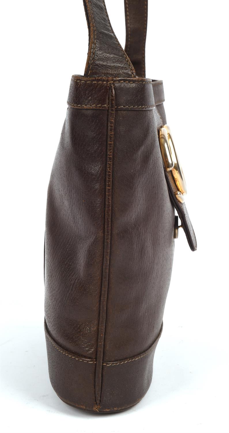 GUCCI vintage 1970s/80s brown leather handbag with gold coloured hardware * GUCCI vintage suede and - Image 4 of 9