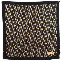 CHRISTIAN DIOR an unboxed navy classic heavy silk scarf with hand rolled edges. (66cm x 66cm)