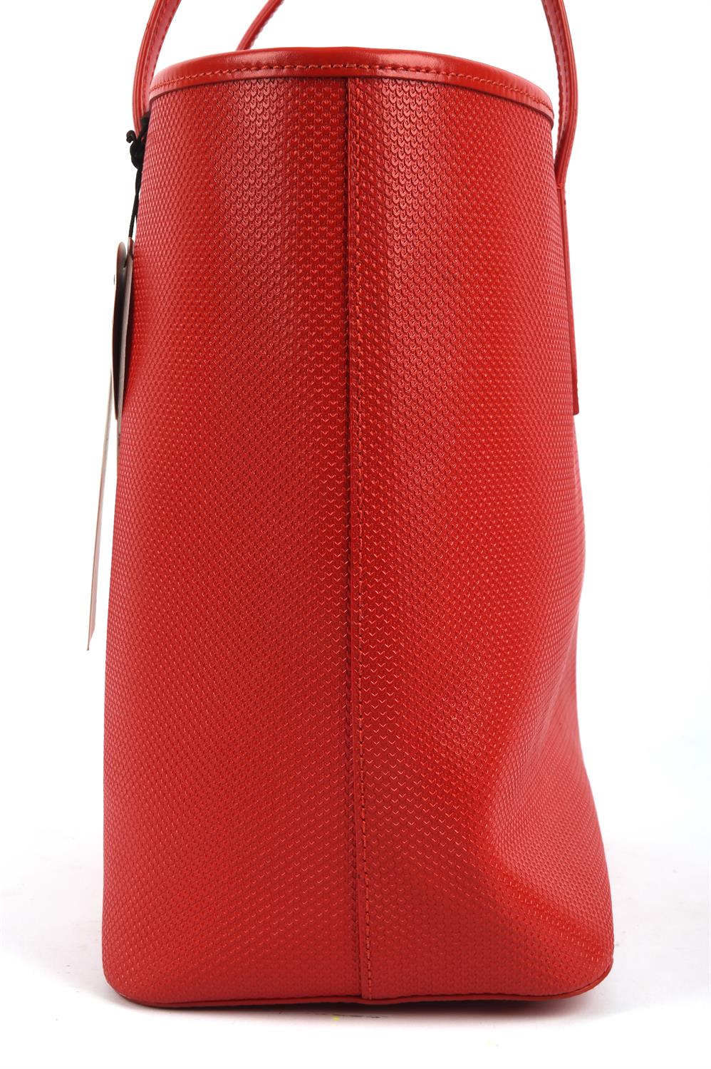 LACOSTE zipped "High Risk Red" split leather tote shopping bag (29cm x 29cm x 6cm) - Image 2 of 6