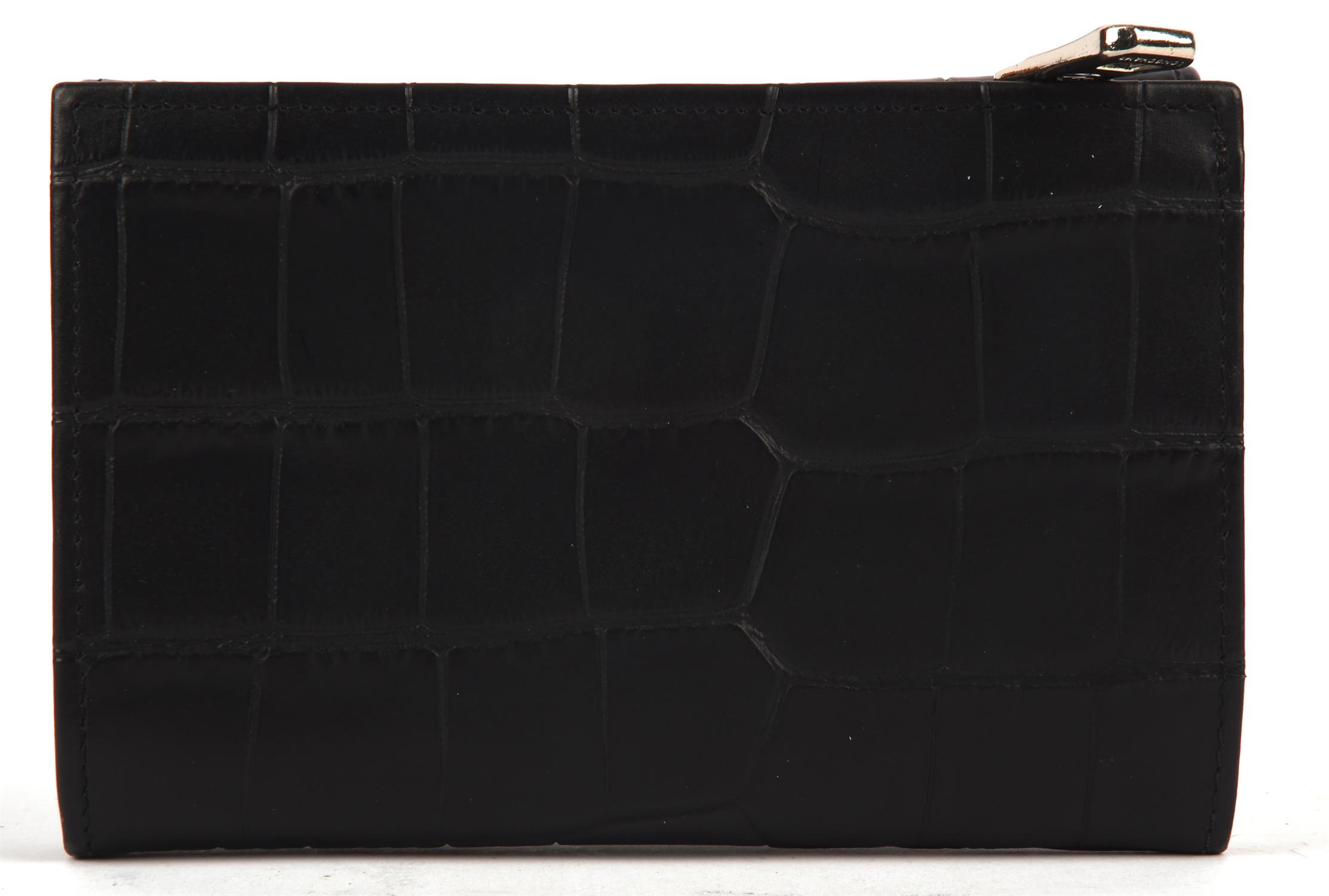 LANGCHAMP unused black croc embossed leather ladies tri-fold purse with silver hardware and - Image 3 of 4