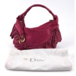 CHRISTIAN DIOR 1990s pink leather GYPSY handbag with red satin lining and authenticity card and