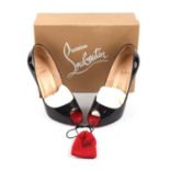 ADDENDUM LOT * CHRISTIAN LOUBOUTIN boxed Very Prive 120 black/red patent calf leather peep-toe