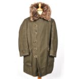 Vintage Mod-style c1960s (?) mans Swedish military very warm and heavy sheepskin-lined parka coat.