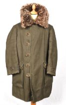 Vintage Mod-style c1960s (?) mans Swedish military very warm and heavy sheepskin-lined parka coat.