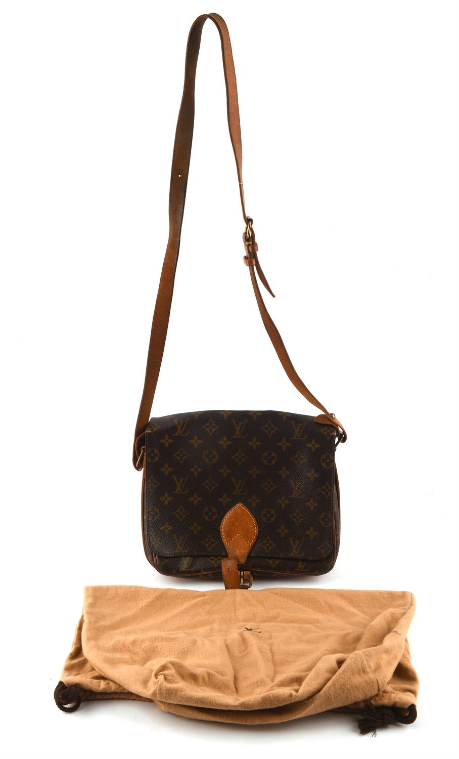 LOUIS VUITTON vintage CARTOUCHIERE canvas coated leather cross-body shoulder handbag