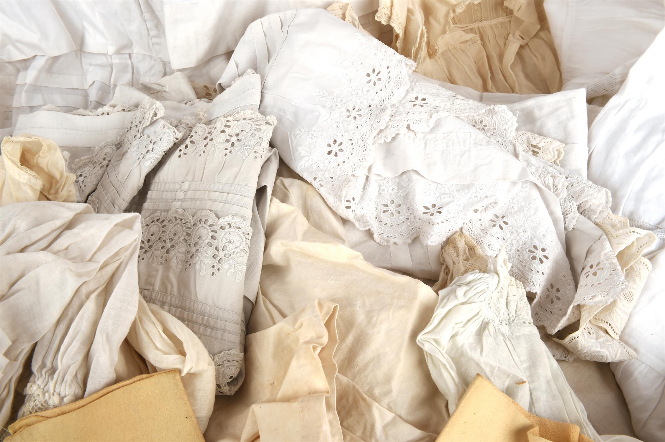 A collection of Victorian and Edwardian lace, christening robes and undergarments 2 half slips, - Image 4 of 5