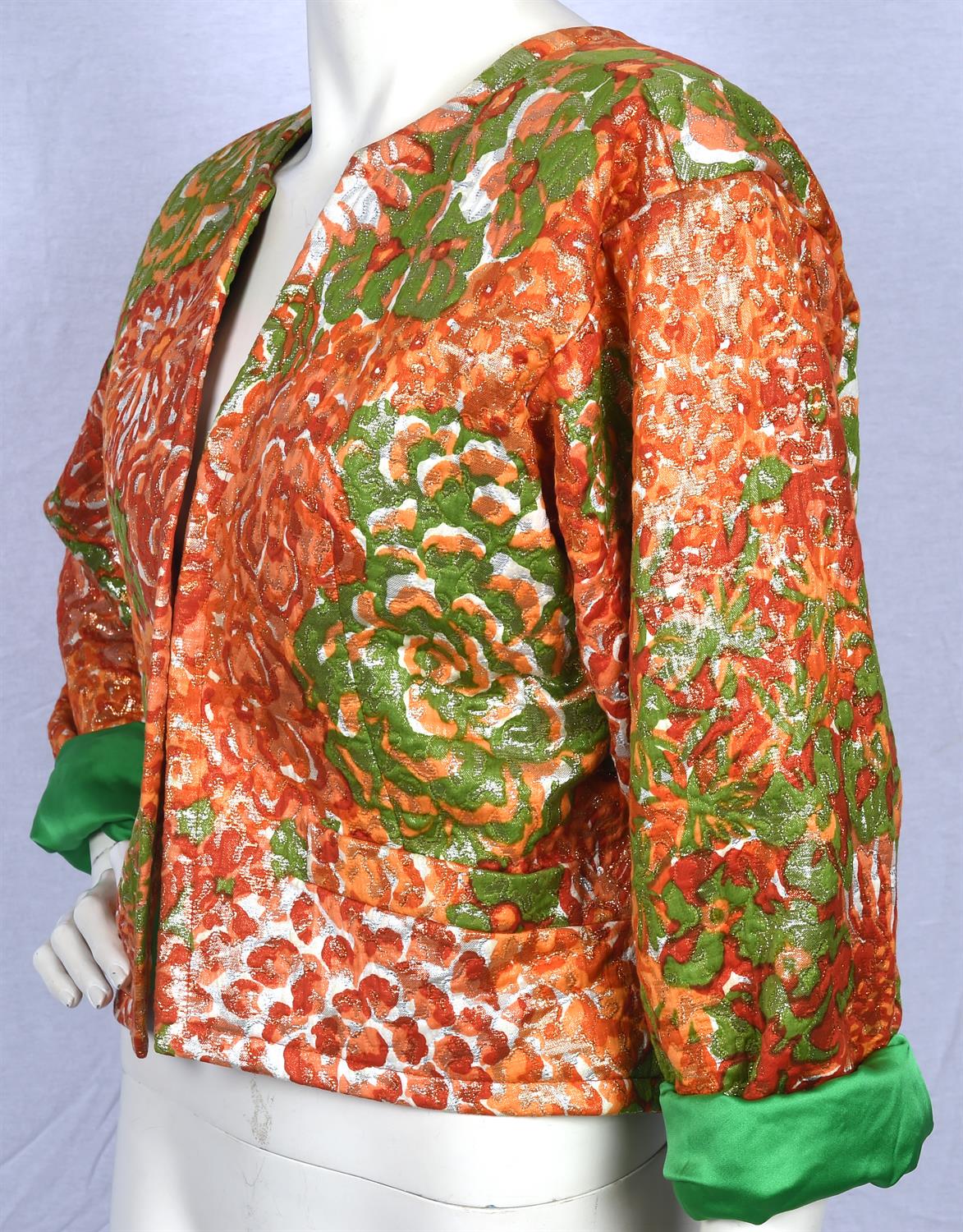 YVES SAINT LAURENT Rive Gauche vintage 1980s/90s orange and green jacket with green silk lining - Image 4 of 7