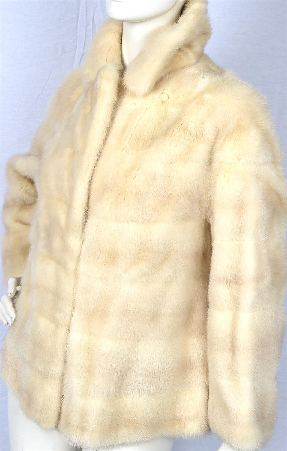 A 1950s PEARL MINK horizontal-strip short jacket by K. West of London. Fits UK12-14 - Image 3 of 4