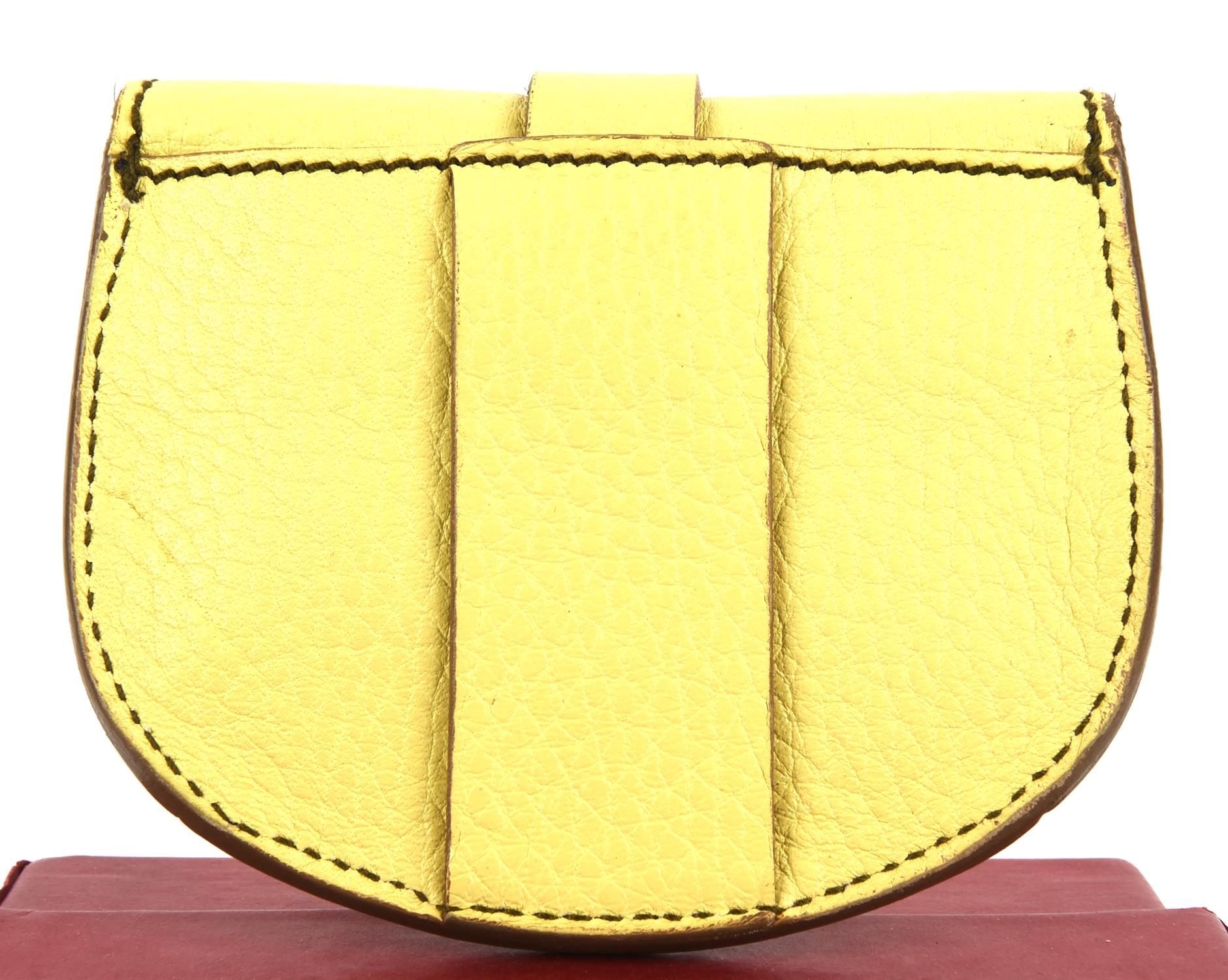 SALVATORRE FERRAGAMO boxed 1990s yellow leather coin purse with card. Unused - Image 2 of 3