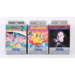 3 boxed games for the Sega Game Gear Games include: Master of Darkness, Slider and Sonic the