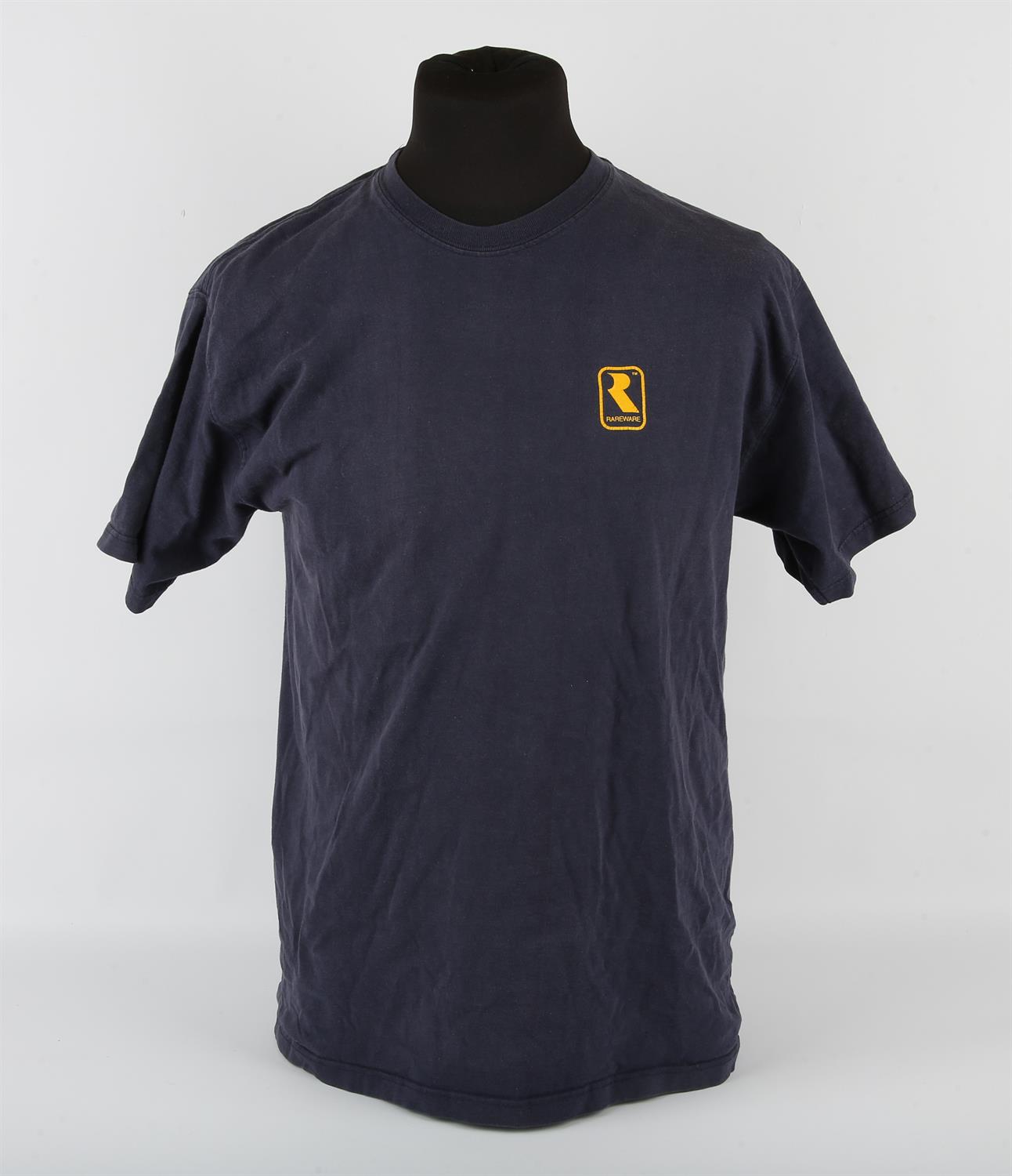 Rareware - Staff T-Shirt, Navy Blue, Size M The Rareware logo (with text) is present on the front